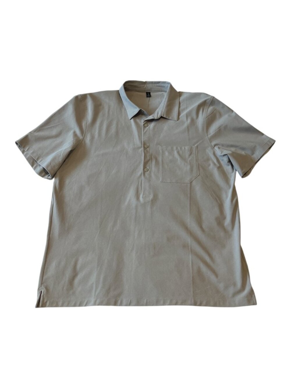 LULULEMON Men's Short Sleeve Collared Shirt Size XL Buttons Only 1/2 Way Taupe